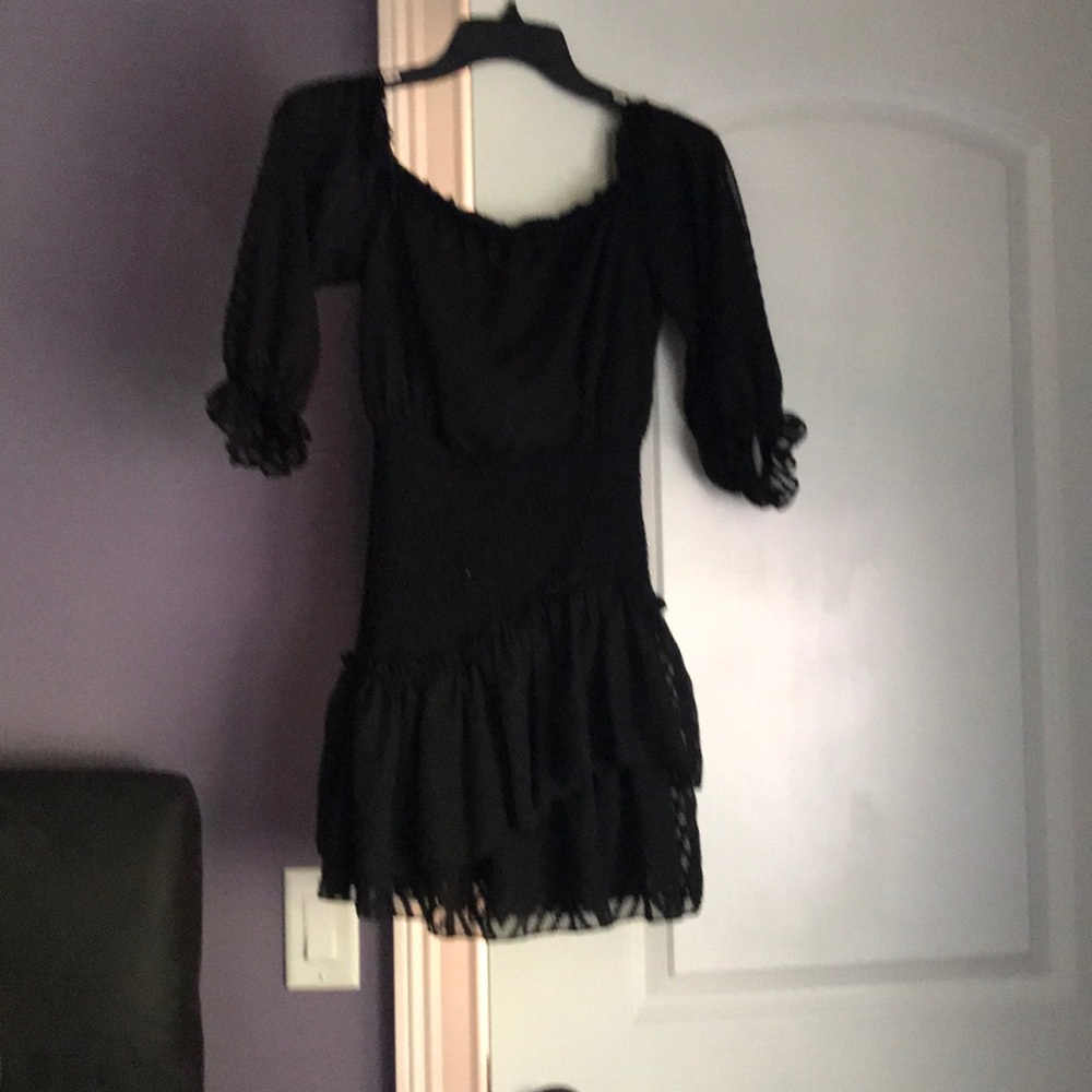 Cute Ruched black mini dress